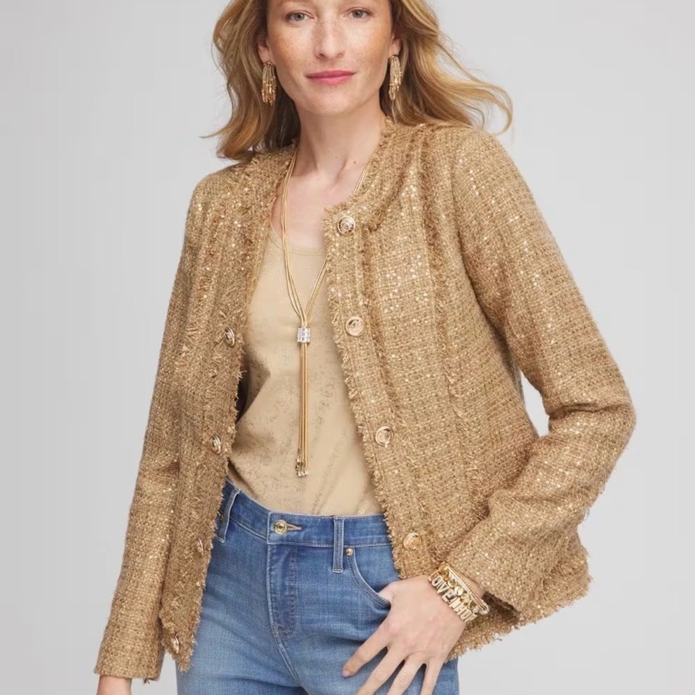 Chico's Gold Tweed Blazer